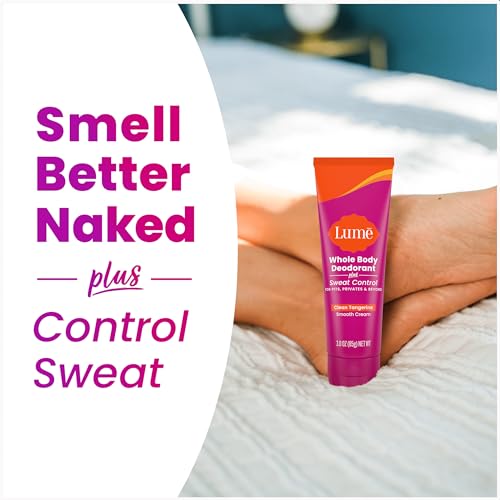 Lume Whole Body Deodorant Plus Sweat Control - Smooth Cream Tube - 72 Hour Odor And Sweat Control - Baking Soda Free, Skin Loving - 3.0 ounce (Pack of 2) (Clean Tangerine)