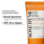 SOME BY MI V10 Hyal Air Fit Sunscreen - Pack of 2 - Travel Size Korean Centella Sunscreen for Face with SPF 50 UV Protection - No White Cast, No Eye Irritation for Sensitive Skin - Korean Skin Care