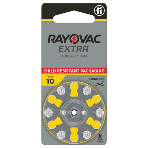 Rayovac Extra Hearing aid Batteries Size 10. Long-Lasting Mercury-Free zinc-air Hearing aid Batteries - 1.45v. (60 Batteries)