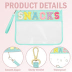Snack Bags Clear Pouch Travel Makeup Bag Chenille Letter Bags for Zipper Pouch Clear Cosmetic Bag Clear Tote Bag Makeup Travel Bag for Women