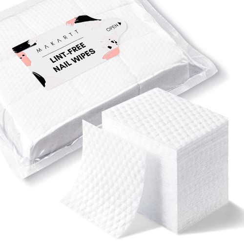 Makartt Lint Free Nail Wipes, AB Side Design Super Absorbent Cotton Pads 450PCS for Soak Off Gel Nails Polish Makeup Remover Eyelash Glue Removers and Skincare, Soft Organic Cleaning Wipe