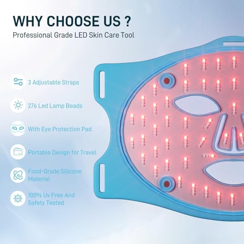 Red Light Therapy Mask for Face: LED Infrared Facial Mask Skincare Device, Beauty Care Tool for Women at Home