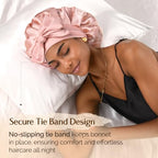 YANIBEST Double Layer Silk Satin Bonnet for Sleeping Women Printed Pattern Satin Bonnet with Tie Band for Women Curly Natural Hair