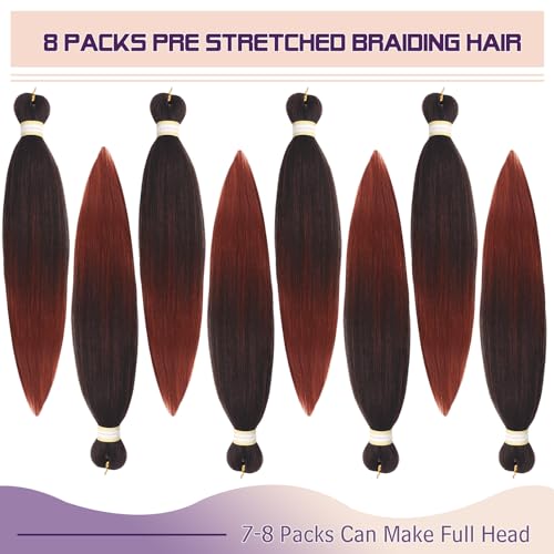 Beyond Beauty Braiding Hair pre stretched, Braids Synthetic Fiber Ombre Yaki Texture, Natural Easy Twist Braids Crochet Hair Hot Water Setting hair extensions
