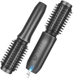 Cordless Curling Iron Brush, 2024 New Portable Travel Curling Iron Mini Brush for Women, 7000Mah USB Rechargeable Curling Wand Brush with Negative Ion, Black