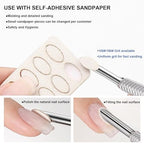 Pre-treatment Cuticle Pusher, Russian Prep Nail Pushers, Dual Ended Cuticle Remover with 100/180 Grit Sandpaper Sheets, Nail Care for Manicure Pedicure Nail Art