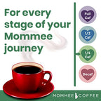 Mommee Coffee Quarter Caf Ground Low Acid Coffee - 100% Arabica Organic Coffee Beans with Smooth Caramel Flavor - Medium Grind for Drip, Reusable One Cup Filters - 11 oz