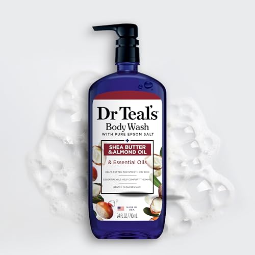 Dr Teal's Body Wash with Pure Epsom Salt, with Shea Butter & Almond Oil, 24 fl oz (Pack of 4)