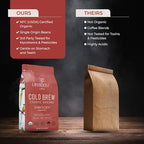 Lifeboost Dark Cold Brew Coffee - Low Acid Coarse Ground Coffee for Cold Brew - Single Origin Non-GMO USDA Organic Cold Brew Coffee Grounds - 3rd Party Tested For Mycotoxins & Pesticides - 12 Ounces