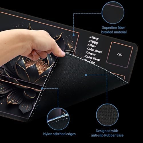 MTG Playmat TCG Playmat -Includes Storage Tube and 7 Dice-Experience Top-Tier Quality and Edge-Locking Waterproof and Non-Slip Mat! (playmat with Zones, Black Lotus)