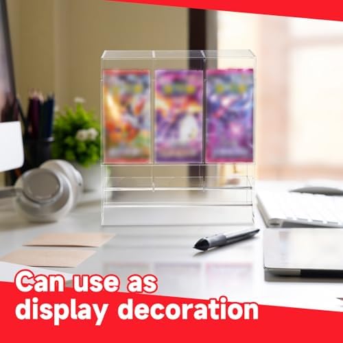 1 Pcs Acrylic Booster Pack Dispenser, Card Dispenser Storage and Organizer, for Trading Card, Booster Packs, Sports & More (3 Slots)