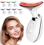 Face Neck Massager with 7-Color Light Modes for Skin Care,Tightening,Smoothness - Red LED Light Therapy Device Triple-Action Beauty Tool