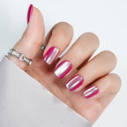 Press On Nails Red - Jofay Fashion Press On Nails Christmas Short Square for Gifts, Chrome Red Stick On Nails with Glue, Glossy Reusable Nail Tips in 16 Sizes - 32 Soft Gel Fake Nails Kit, Chrome Red