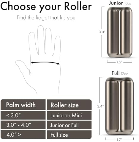 ONO Roller - Handheld Fidget Toy for Adults | Help Relieve Stress, Anxiety, Tension | Promotes Focus, Clarity | Compact, Portable Design | Titanium Junior