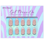 BTArtbox French Tip Press On Nails - White Press On Nails Almond, Short Fake Nails with Nail Glue, Fit Perfectly & Natural Reusable Stick on Nails in 16 Sizes, Mermaid