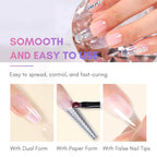 Makartt Poly Nail Gel Set, Clear and Peach Pink, 2 Colors 50ML, Gel Builder for Nail Extension, Nail Strengthener 3D Diy Hard Gel French Manicures Salon Nail Art At Home