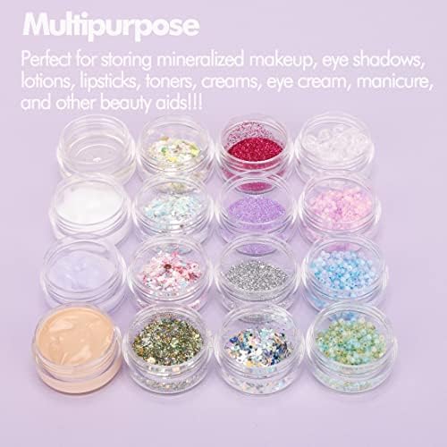 5 Gram Sample Containers with Lids, 200 Count 5ML Sample Jars, Empty Cosmetic Containers with Lids, Small Makeup Travel Containers for Glitter, Lotion, Cream, Beads, with Labels, Mini Spatulas