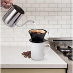 Fino Pour-Over Coffee Brewing Filter Cone, Number 4-Size, Black, Brews 8 to 12-Cups, Set of 2