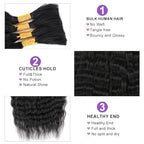Super Wave Bulk Human Hair Wet and Wavy Braiding Hair - French Braiding Hair, No Weft, 100% Virgin, 100g (1Pack-4PCS), Boho Braids (Natural Black, 22 Inch)