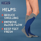 BSN Medical 7529012 JOBST Sock, Knee High, 20-30 mmHg, Closed Toe, Large, Blue/Grey