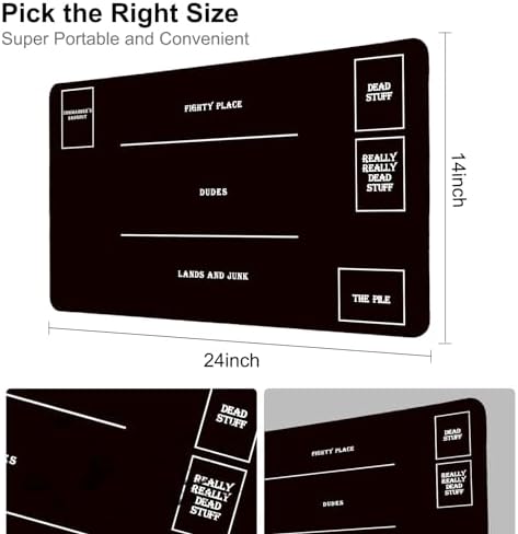 Stitched MTG Playmats for Magic The Gathering - Play Mat with Tube Case for MTG Card Game Playing (Black Zones)