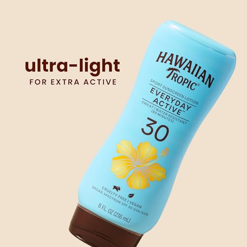 Hawaiian Tropic Everyday Active Lotion Sunscreen SPF 30, 8oz Twin Pack | Hawaiian Tropic Sunscreen SPF 30, Sunblock, Oxybenzone Free Sunscreen, Broad Spectrum Sunscreen Pack, 8oz each