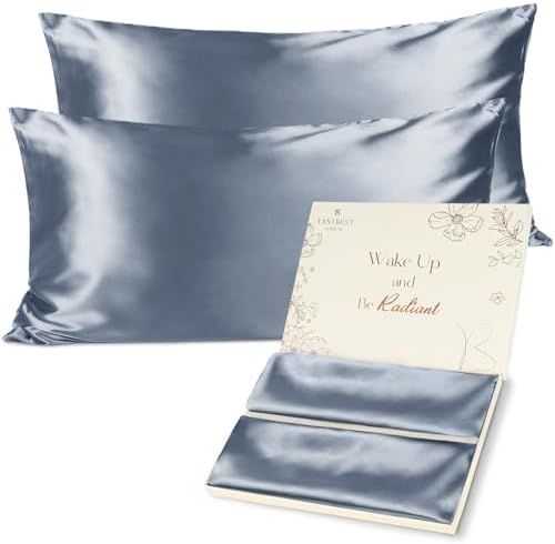 Yanibest Satin Pillowcase, King Size Pillow Cases Set of 2 - Silk Pillow Cases for Hair and Skin with Zipper, Silk Pillow Cases King for 20"x40", Exquisite Packaging for Women Men