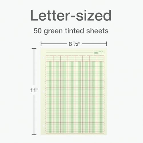 Adams Columnar Analysis Pad, 8 Column Ledger, 8.5" x 11", 100 Pages (50 Sheets), Green, 3 Hole Punch, for Accounting, Bookkeeping & Data (ACP85118)