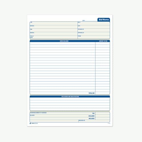 Adams Bid Memos, 8.38 x 11.44 Inches, White, 50 Sheets (D8120)