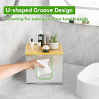 VITVITI Disposable Face Towel Holder Box, Acrylic Facial Towel Container for XL Clean Skin Club, Large Disposable Face Towel Storage with Bamboo Lid, for Bathroom, Vanity Makeup, Clear