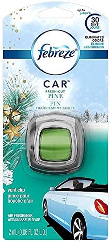 Febreze Car Vent Clip Air Freshener - Limited Edition Holiday Collection - Fresh-Cut Pine - 1 Count Vent Clip Per Package - Pack of 3 Packages Green