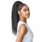 Kinky Straight Ponytails Human Hair 10A Grade Drawstring Ponytail Extension Yaki Straight Clip in Pony Tail for Black Women Natural Black Hair Pieces (18 Inches)