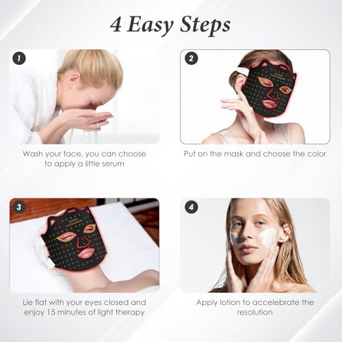 Red Light Therapy for Face, 7 Colors LED Face Mask Light Therapy At Home, Led Face Mask Light Therapy, Black