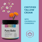 Certified Organic Tallow Balm: All Natural Tallow Cream Whip for Delicate Baby Skin and Sensitive Skin - Pure Baby with No Essential Oils. Certified Grassfed by AGW (Pure-Baby 2oz)