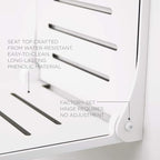Seachrome Lift-Assist High Back Silhouette Folding Wall Mount Shower Bench Seat with White Frame