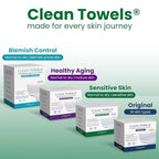 Clean Skin Club Clean Towels® XL Sensitive Skin | Ultra-Soft Disposable Face Towels Infused with Aloe & Glycerin | Dermatologist-Approved Towels for Sensitive Skin, Makeup Remover Dry Wipes, 50 count