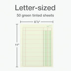 Adams Columnar Analysis Pad, 2 Column Ledger, 8.5" x 11", 100 Pages (50 Sheets), Green, 3 Hole Punch, for Accounting, Bookkeeping & Data (ACP85112)