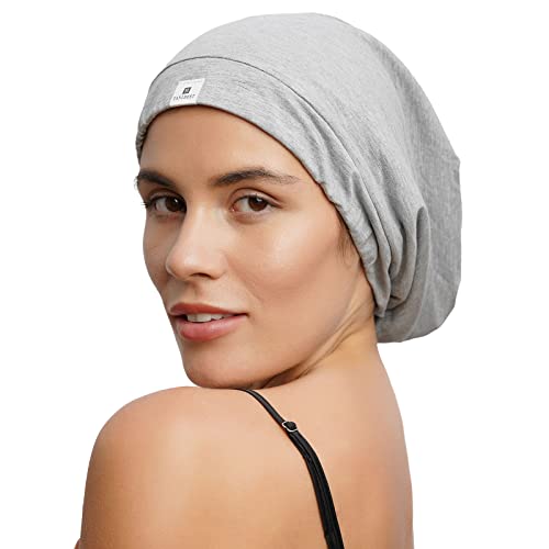 YANIBEST Silk Satin Bonnet Hair Cover Sleep Cap - Hot Pink Adjustable Stay on Silk Lined Slouchy Beanie Hat for Night Sleeping