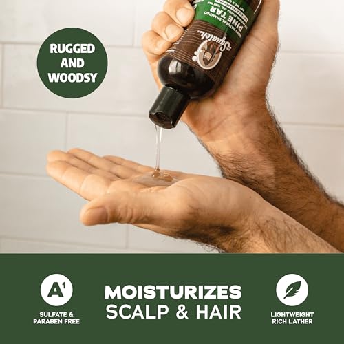 NEW Dr. Squatch Natural Body Wash and Hair Kit for Men Gift Set - Pine Tar - Exfoliating Body Wash (14 oz, 2 Pack) + Shampoo (8 oz) + Conditioner (11.5 oz)