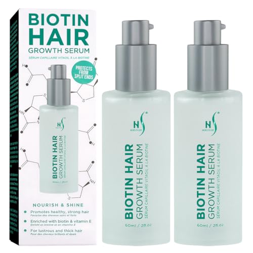 Herstyler Biotin Hair Serum for Women - for Dry and Damaged Hair - Boosts Shine, Hair Growth, Thickening - Non Greasy - 2 Fl. Oz. (2 Pack)