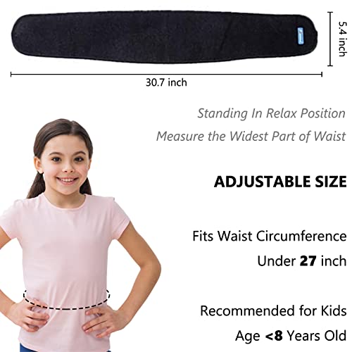 Luwint Kids Waist Belt Brace Support - Abdominal Binder Hernia Band for Waist Back Pain Relief Dance Yoga Volleyball Basketball (Black)
