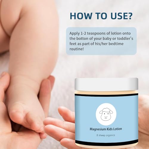 8 Sheep Organics Magnesium Lotion for Kids,Magnesium Lotion for Sleep,Topical Magnesium Cream Helps Kids Stay Calm at Bedtime and During The Night（4 oz）