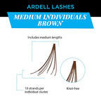 Ardell Individual False Eye Lashes - Medium Brown, Lightweight, Natural Look DIY Lash Clusters Eyelash Extensions, 4 Pack