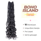 ToyoTress Boho Island Twist Crochet Hair - 18 Inch 8 Packs Short Bob Natural Black Boho Havana Twist Crochet Braids Synthetic Braiding Hair (18 Inch,1B-8P)
