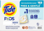 Tide PODS Liquid Laundry Detergent Pacs Free & Gentle 152-count, LARGE, White
