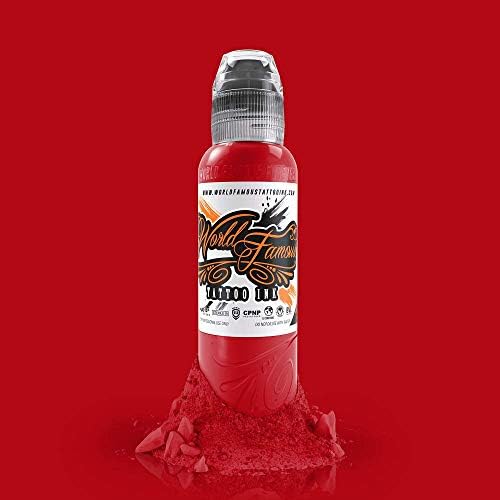 World Famous Tattoo Ink - Sailor Jerry Red Tattoo Ink - Professional Tattoo Ink & Tattoo Supplies - Skin-Safe Permanent Tattooing in Bold Shades - Vegan & Non-Toxic (1 oz)
