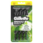 Gillette Mach3 Sensitive Razors for Men, Men’s Disposable Razors, Pivoting Head for Close and Comfortable Shave, 7 Count