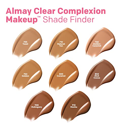 Almay Clear Complexion Acne Foundation Makeup with Salicylic Acid - Lightweight, Medium Coverage, Hypoallergenic, -Fragrance Free, for Sensitive Skin , 200 Buff, 1 fl oz.