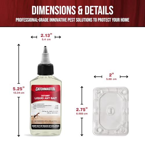 Catchmaster Defiant Liquid Ant Bait (50 uses) + 20 Reusable Stations (10 Stacked), Multi-Surface Ant Killer for Home, Ant Traps Indoor & Outdoor, Pest Control Traps, Reduce & Remove Ant Colonies