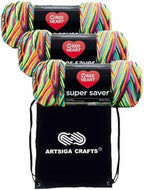 Red Heart Super Saver Blacklight E300-3939 (3-Skeins - Same Dye Lot) Worsted Medium #4 Acrylic Yarn for Crocheting and Knitting with Project Bag